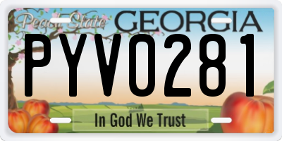GA license plate PYV0281