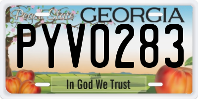 GA license plate PYV0283