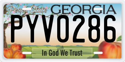 GA license plate PYV0286