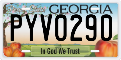 GA license plate PYV0290