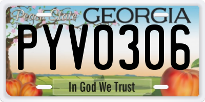 GA license plate PYV0306
