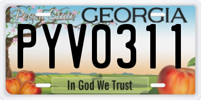GA license plate PYV0311