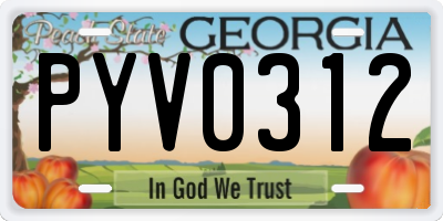 GA license plate PYV0312