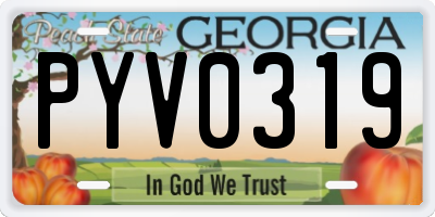 GA license plate PYV0319
