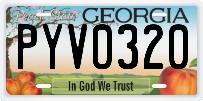 GA license plate PYV0320