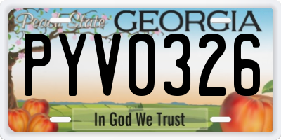 GA license plate PYV0326