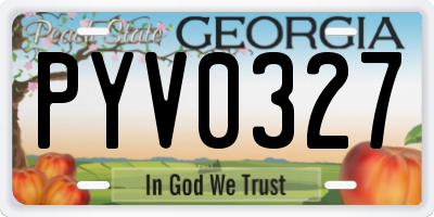 GA license plate PYV0327