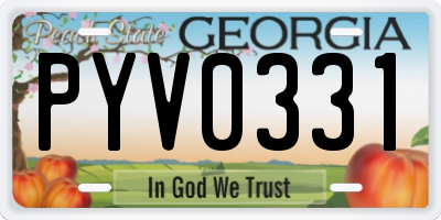 GA license plate PYV0331