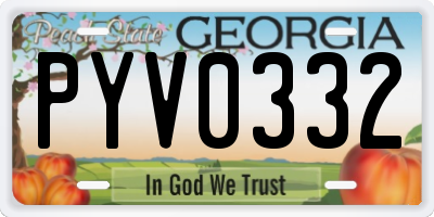 GA license plate PYV0332