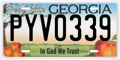 GA license plate PYV0339