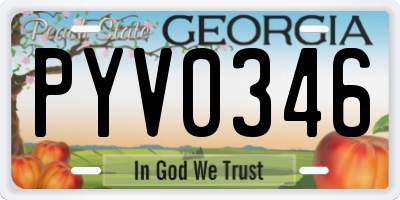 GA license plate PYV0346