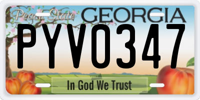 GA license plate PYV0347