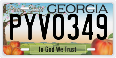 GA license plate PYV0349