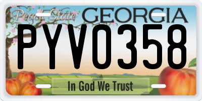 GA license plate PYV0358