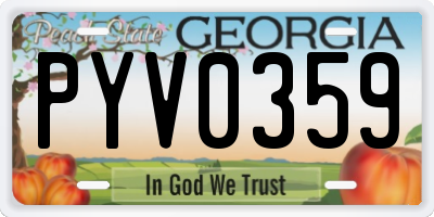 GA license plate PYV0359