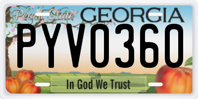 GA license plate PYV0360