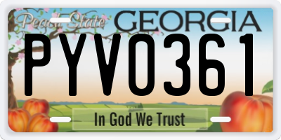 GA license plate PYV0361