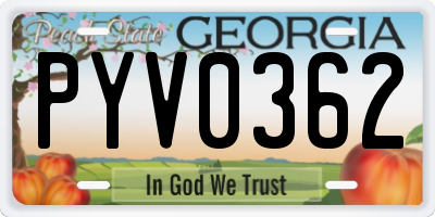 GA license plate PYV0362