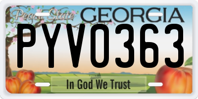 GA license plate PYV0363