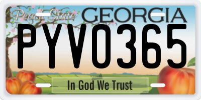 GA license plate PYV0365