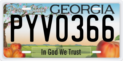 GA license plate PYV0366