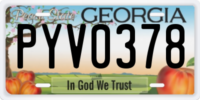 GA license plate PYV0378