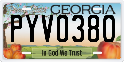 GA license plate PYV0380