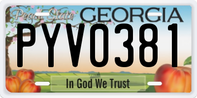 GA license plate PYV0381
