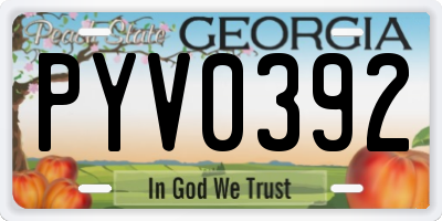 GA license plate PYV0392