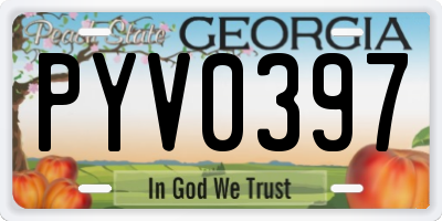 GA license plate PYV0397