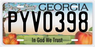 GA license plate PYV0398