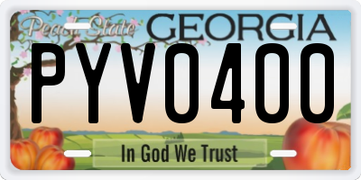 GA license plate PYV0400