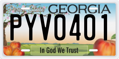 GA license plate PYV0401
