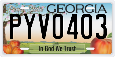 GA license plate PYV0403