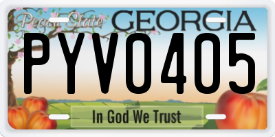 GA license plate PYV0405