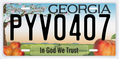 GA license plate PYV0407