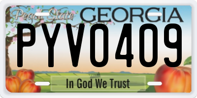 GA license plate PYV0409