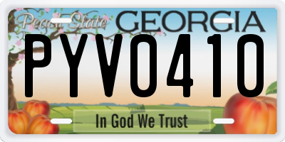 GA license plate PYV0410