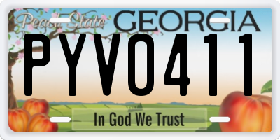 GA license plate PYV0411