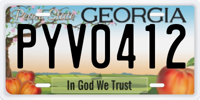 GA license plate PYV0412