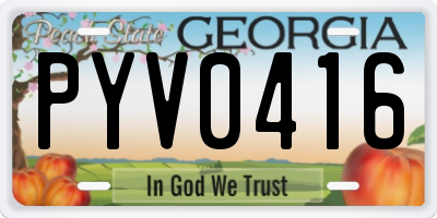 GA license plate PYV0416