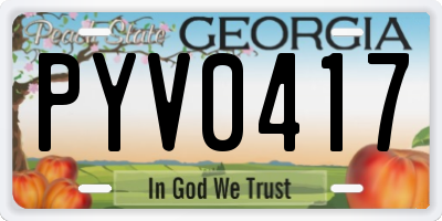 GA license plate PYV0417