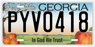 GA license plate PYV0418