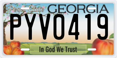GA license plate PYV0419
