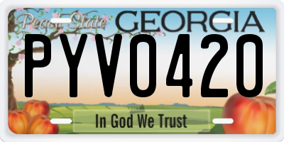GA license plate PYV0420