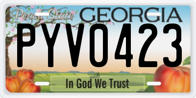 GA license plate PYV0423