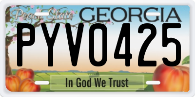 GA license plate PYV0425