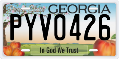GA license plate PYV0426