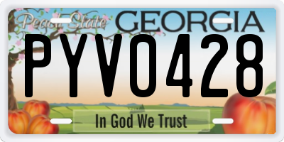 GA license plate PYV0428