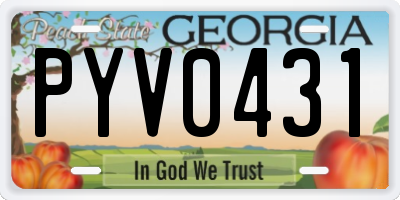 GA license plate PYV0431